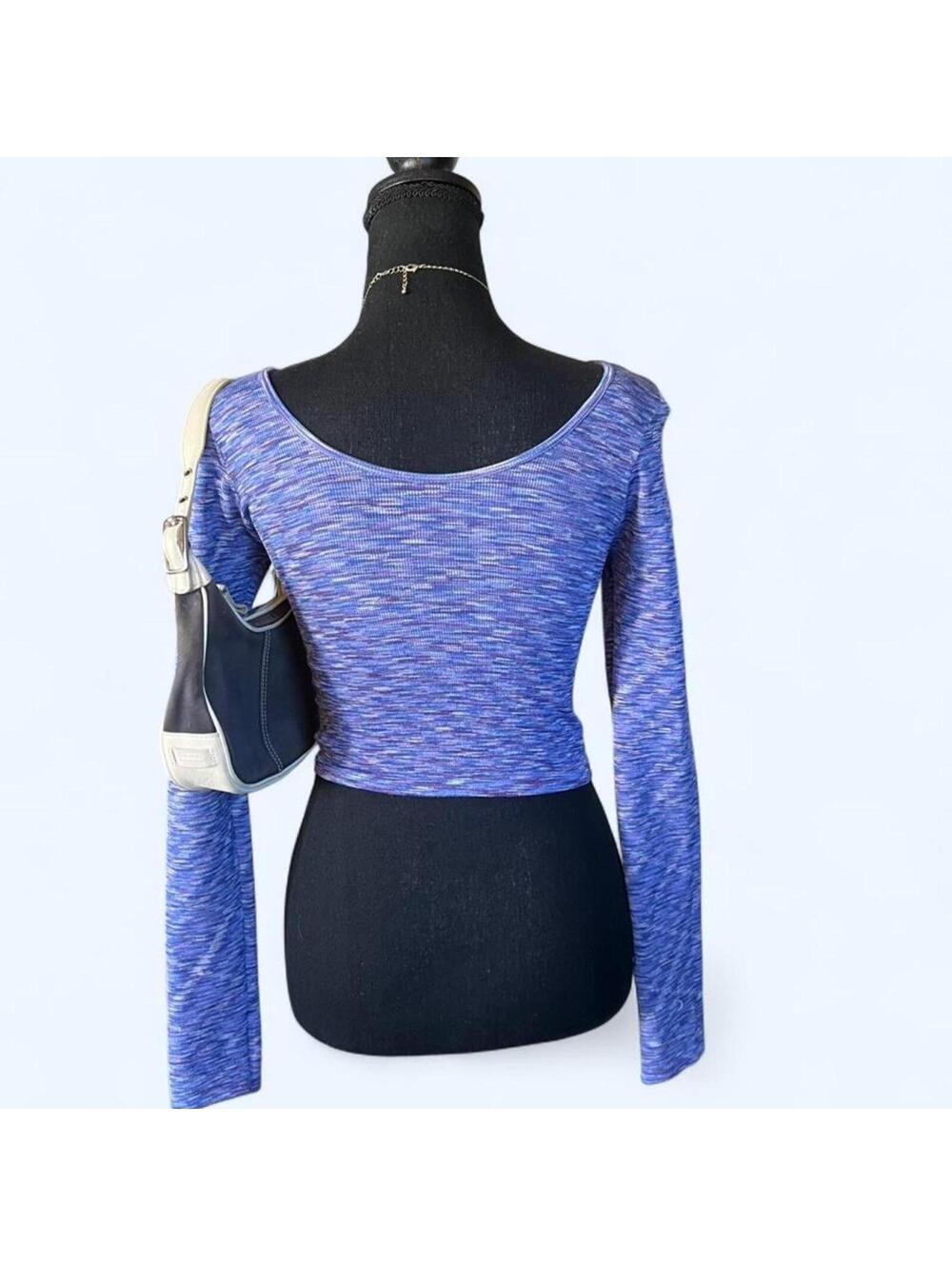 Y2K fairycore purple space dye long sleeve crop top Size Small 💜 - Picture 3 of 6